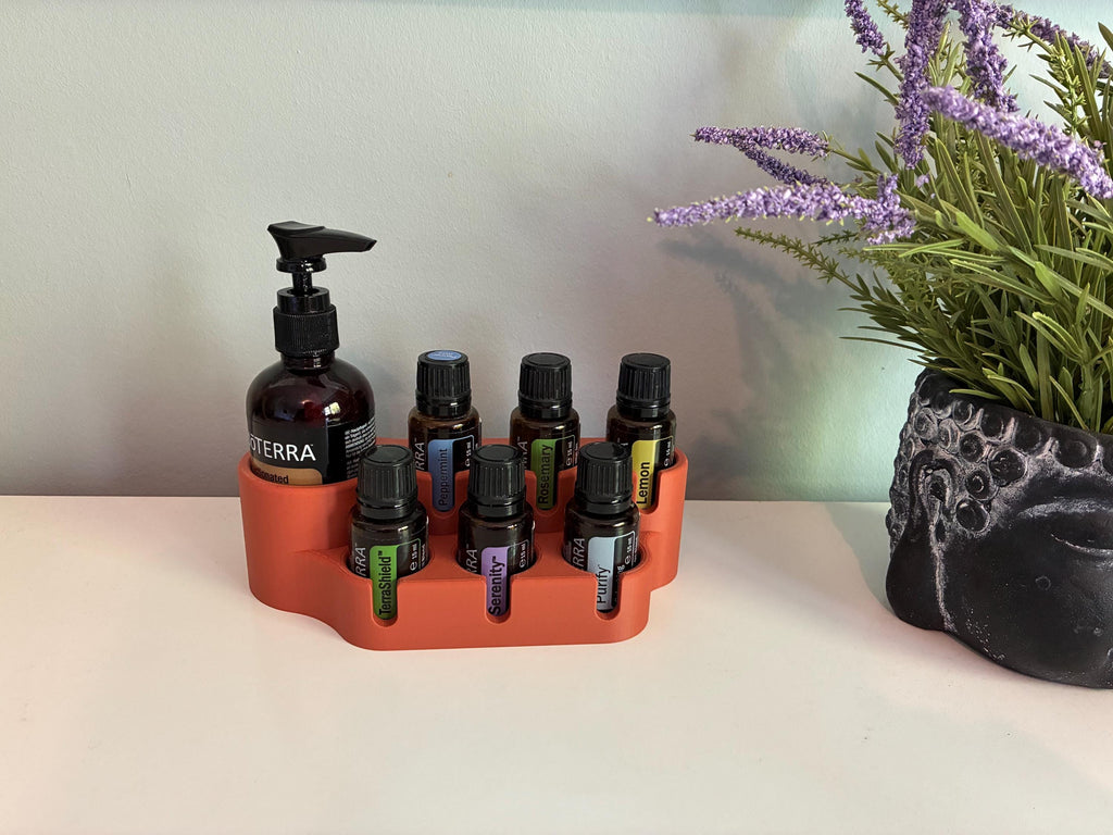 Suport pentru uleiuri esențiale – Organizator pentru ulei de cocos fracționat + sticle de 10/15 ml