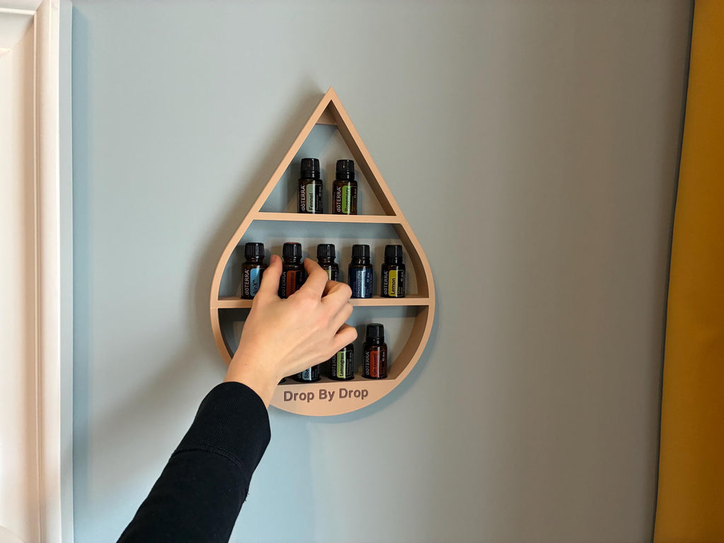 Etajeră de perete personalizabilă pentru uleiuri esențiale – Organizator | Suport personalizat pentru sticle de 15 ml
