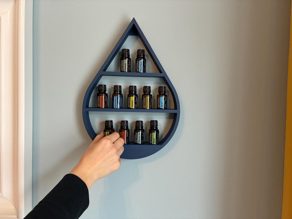 Etajeră de perete personalizabilă pentru uleiuri esențiale – Organizator | Suport personalizat pentru sticle de 15 ml